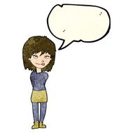 cartoon happy woman with speech bubble N65