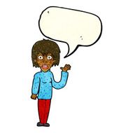 cartoon shocked woman waving hand with speech bubble N3