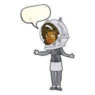 cartoon woman wearing astronaut helmet with speech bubble N3