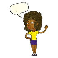 cartoon pretty woman waving with speech bubble N27