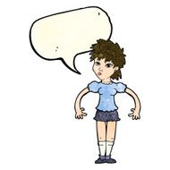 cartoon curious woman with speech bubble N16
