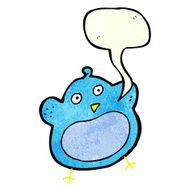 cartoon fat bird with speech bubble N15
