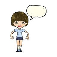 cartoon girl with speech bubble N6
