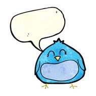 cartoon fat bird with speech bubble N16