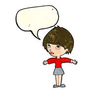 cartoon woman with open arms speech bubble N24