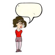 cartoon pretty girl tilting head with speech bubble N3