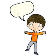 Cartoon happy boy with speech bubble N60