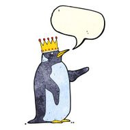 cartoon penguin wearing crown with speech bubble N2