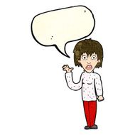 cartoon shocked woman waving hand with speech bubble N4