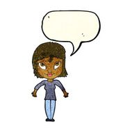 cartoon girl shrugging shoulders with speech bubble N9