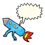 cartoon happy rocket with speech bubble N4