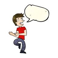 cartoon stressed out man with speech bubble N6