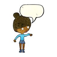 cartoon surprised woman with speech bubble N65