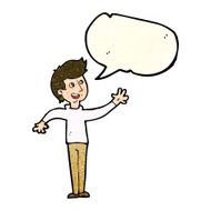 cartoon man waving with speech bubble N8
