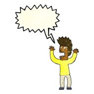 cartoon terrified man with speech bubble N62