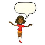 cartoon woman taking praise with speech bubble N3