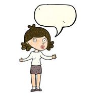 cartoon confused woman with speech bubble N23
