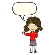 cartoon friendly woman with speech bubble N22