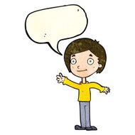 Cartoon happy boy with speech bubble N64