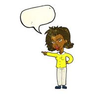 cartoon woman pointing with speech bubble N59