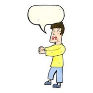 cartoon terrified man with speech bubble N63