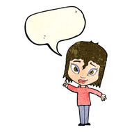 cartoon woman with idea speech bubble N69