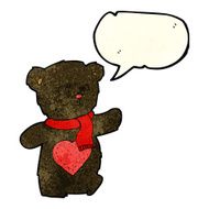 cartoon white teddy bear with love heart speech bubble N3