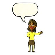 cartoon woman gesturing to show something with speech bubble N5