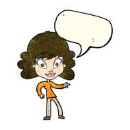 cartoon woman pointing with speech bubble N60
