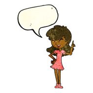 cartoon girl making point with speech bubble N3