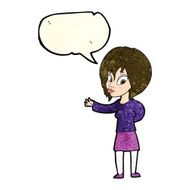 cartoon woman making welcome gesture with speech bubble N4