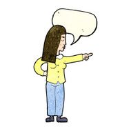 cartoon woman pointing with speech bubble N61