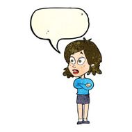 cartoon surprised woman with speech bubble N66