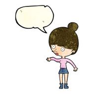 cartoon surprised woman with speech bubble N67