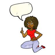 cartoon sitting woman with idea speech bubble N3