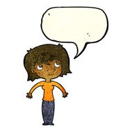 cartoon woman shrugging with speech bubble N15