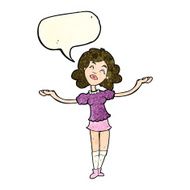 cartoon woman taking praise with speech bubble N4