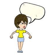 cartoon annoyed woman with speech bubble N53