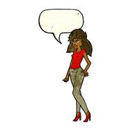 cartoon pretty woman with speech bubble N70