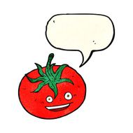 cartoon tomato with speech bubble N10