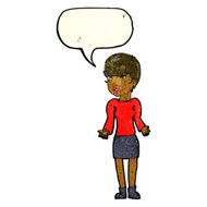 cartoon confused woman with speech bubble N24