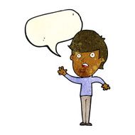 cartoon unhappy boy with speech bubble N15