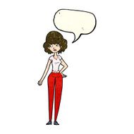 cartoon pretty woman with speech bubble N71