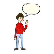 cartoon waving man with speech bubble N11