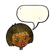cartoon woman narrowing eyes with speech bubble N3