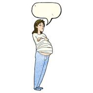 cartoon pregnant woman with speech bubble N5