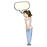 cartoon pretty woman with speech bubble N74