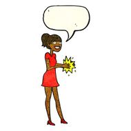 cartoon woman clapping hands with speech bubble N3