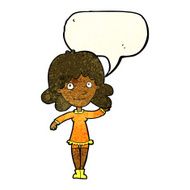 cartoon friendly woman waving with speech bubble N13
