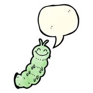 cartoon caterpillar with speech bubble N4